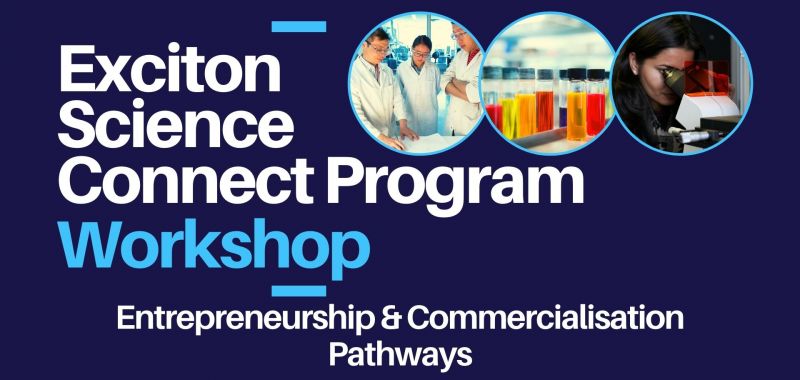 A banner image of blue background and white text promoting the Exciton Science Connect Program