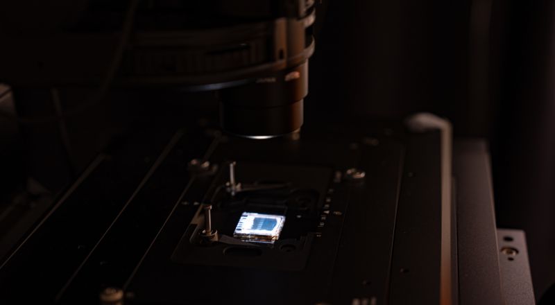 An image of a prototype solar cell under going testing
